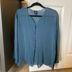 Eileen Fisher Sheer Long Sleeve Button Up
